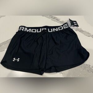 Girls Play Up Shorts - Under Armour Black Shorts with Elastic Waistband